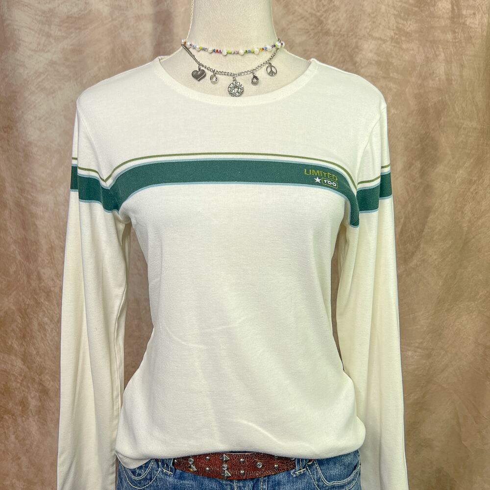 Vintage Y2K Center Stripe Long Sleeve Shirt Limited Too Embroidered Skater Surf